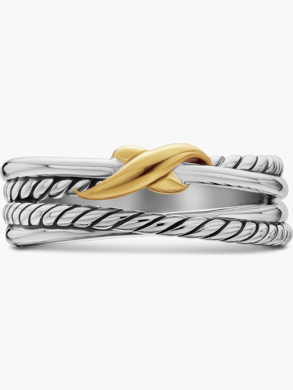 Authentic David Yurman X CROSSOVER BAND RING Sterling Silver 18K Yellow Gold